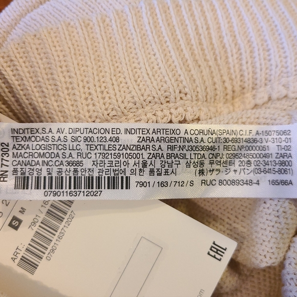 Zara Off White Knit Shirts Small - Picture 6 of 6
